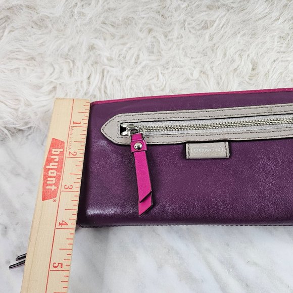 Coach Purple Smooth Leather Long Wallet - Picture 8 of 9